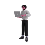 3D Image man with laptop