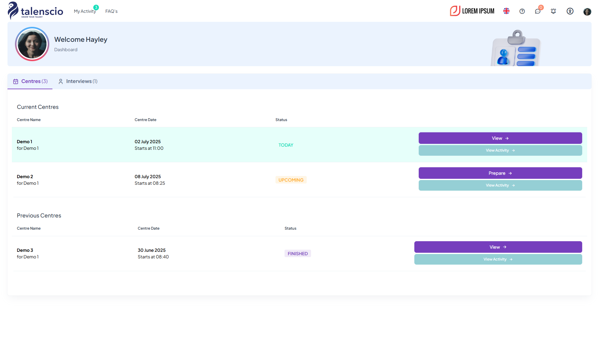 Talenscio Assessor Activity Screenshot