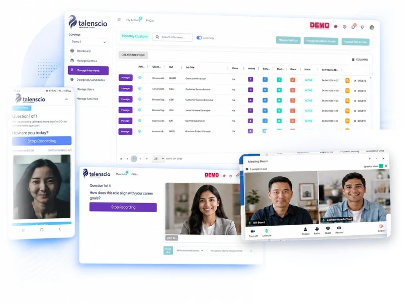 Talenscio Video Interviews Screenshots
